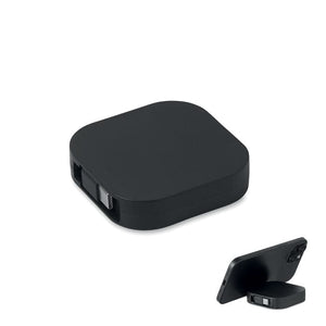 Cavo di ricarica retrattile Nero - personalizzabile con logo