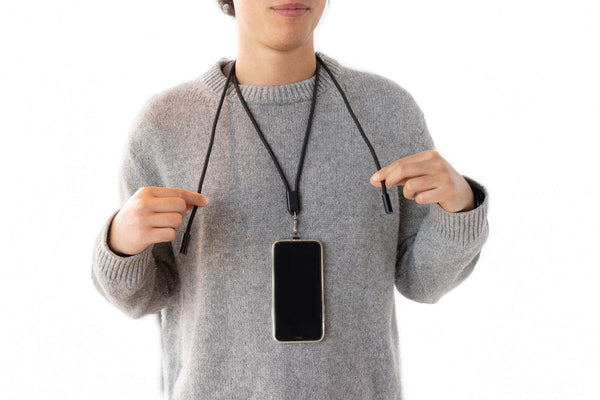 Cavo lanyard 60W regolabile LoopAmp in rPET RCS 160cm nero - personalizzabile con logo
