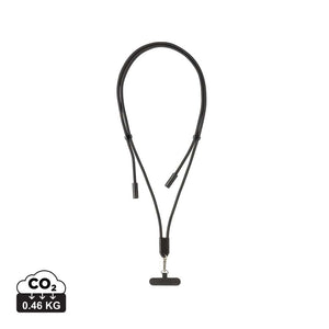 Cavo lanyard 60W regolabile LoopAmp in rPET RCS 160cm nero - personalizzabile con logo