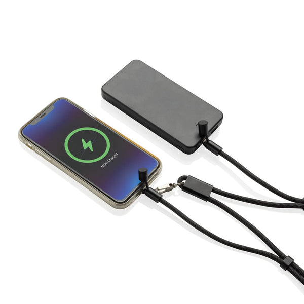 Cavo lanyard 60W regolabile LoopAmp in rPET RCS 160cm nero - personalizzabile con logo
