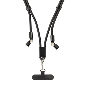 Cavo lanyard 60W regolabile LoopAmp in rPET RCS 160cm nero - personalizzabile con logo