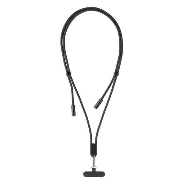 Cavo lanyard 60W regolabile LoopAmp in rPET RCS 160cm nero - personalizzabile con logo
