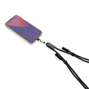 Cavo lanyard 60W regolabile LoopAmp in rPET RCS 160cm nero - personalizzabile con logo