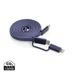 Cavo magnetico 2in1 Arc ultra fine da 60W blu - personalizzabile con logo