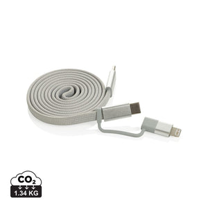Cavo magnetico 2in1 Arc ultra fine da 60W grigio - personalizzabile con logo