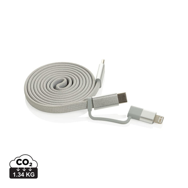 Cavo magnetico 2in1 Arc ultra fine da 60W grigio - personalizzabile con logo
