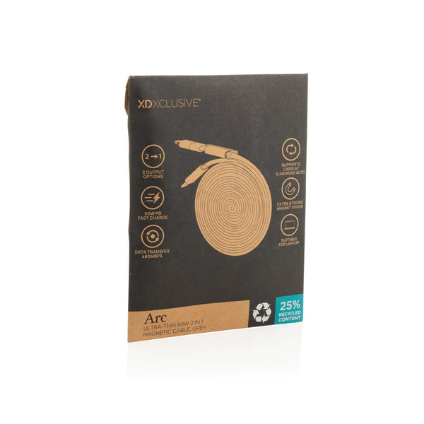 Cavo magnetico 2in1 Arc ultra fine da 60W - personalizzabile con logo