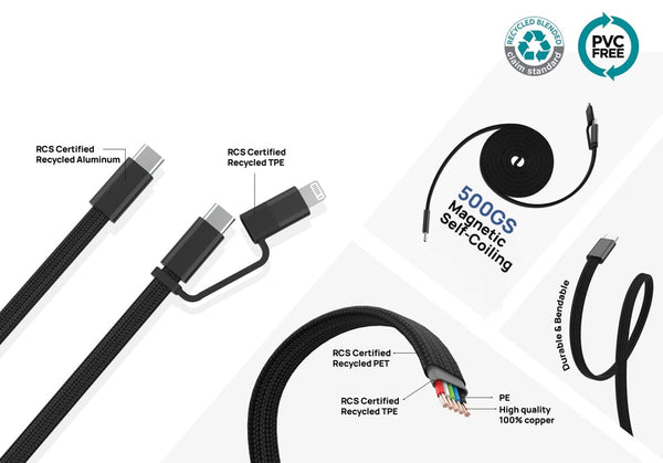 Cavo magnetico 2in1 Arc ultra fine da 60W - personalizzabile con logo