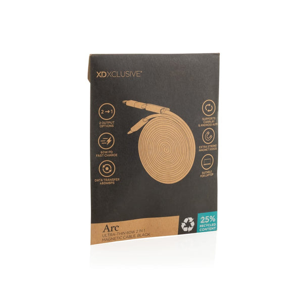 Cavo magnetico 2in1 Arc ultra fine da 60W - personalizzabile con logo