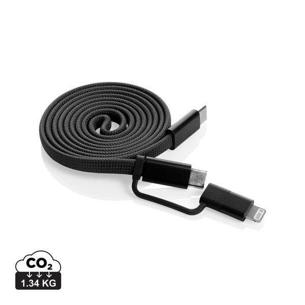 Cavo magnetico 2in1 Arc ultra fine da 60W nero - personalizzabile con logo