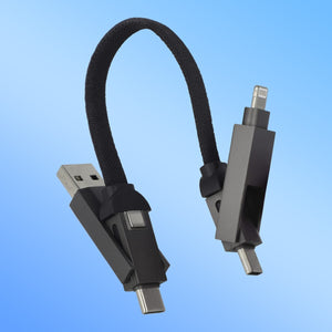 Cavo multifunzionale 4 in 1 OTG Portachiavi 60 W Nero - personalizzabile con logo