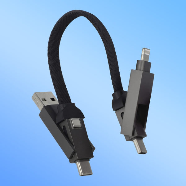 Cavo multifunzionale 4 in 1 OTG Portachiavi 60 W Nero - personalizzabile con logo
