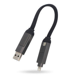 Cavo multifunzionale 4 in 1 OTG Portachiavi 60 W Nero - personalizzabile con logo