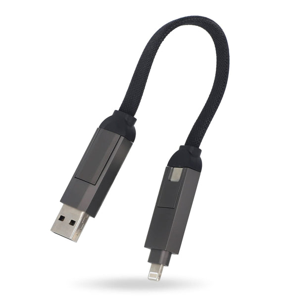Cavo multifunzionale 4 in 1 OTG Portachiavi 60 W Nero - personalizzabile con logo