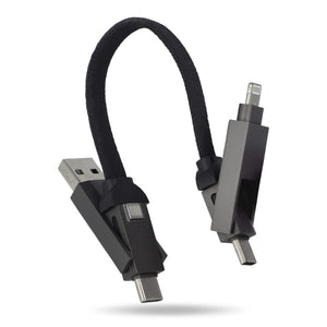 Cavo multifunzionale 4 in 1 OTG Portachiavi 60 W Nero - personalizzabile con logo