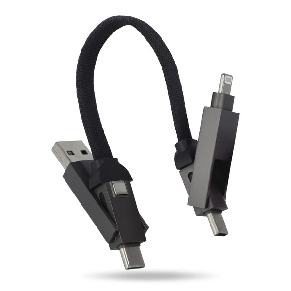 Cavo multifunzionale 4 in 1 OTG Portachiavi 60 W Nero - personalizzabile con logo