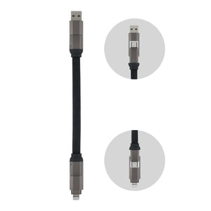 Cavo multifunzionale 4 in 1 OTG Portachiavi 60 W Nero - personalizzabile con logo