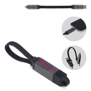 Cavo multifunzionale 4 in 1 OTG Portachiavi 60 W Nero - personalizzabile con logo