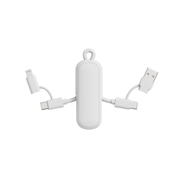 Cavo/portachiavi 4 in 1 100W Urban Vitamin Dublin bianco - personalizzabile con logo