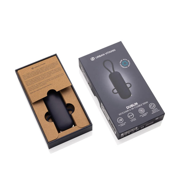 Cavo/portachiavi 4 in 1 100W Urban Vitamin Dublin - personalizzabile con logo