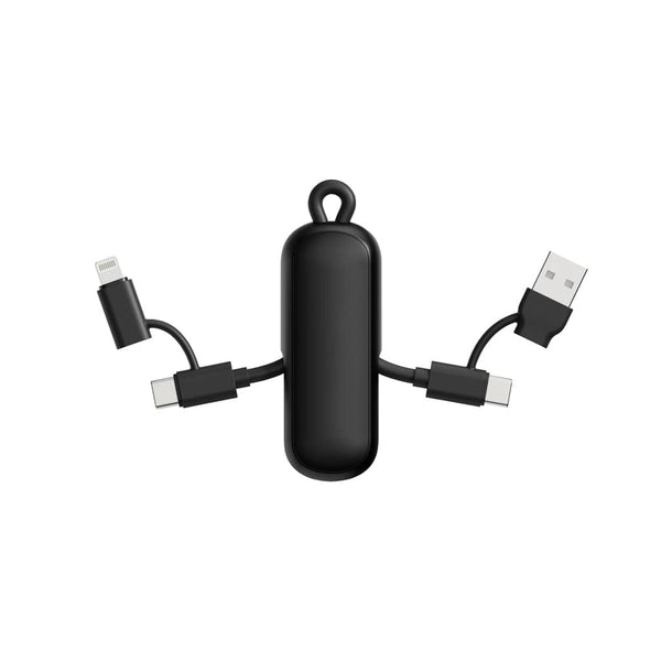 Cavo/portachiavi 4 in 1 100W Urban Vitamin Dublin nero - personalizzabile con logo