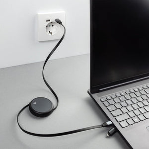 Cavo retrattile da 240W 2in1 Terra in rAlluminio RCS nero - personalizzabile con logo