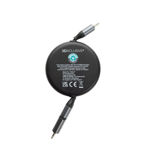 Cavo retrattile da 240W 2in1 Terra in rAlluminio RCS nero - personalizzabile con logo