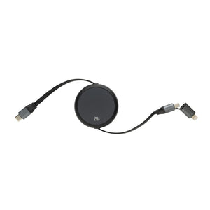 Cavo retrattile da 240W 2in1 Terra in rAlluminio RCS nero - personalizzabile con logo
