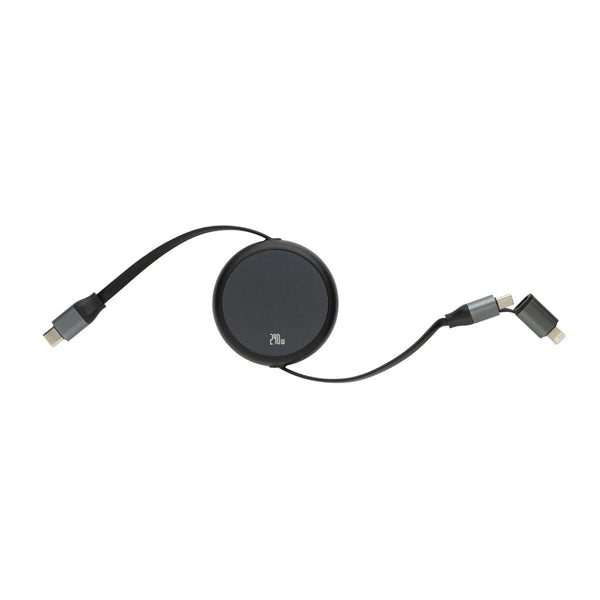 Cavo retrattile da 240W 2in1 Terra in rAlluminio RCS nero - personalizzabile con logo