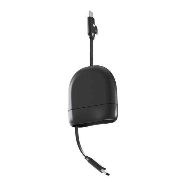 Cavo USB-C e Lightning retrattile Xoopar ICE-R da 60 W, 1 metro Nero - personalizzabile con logo
