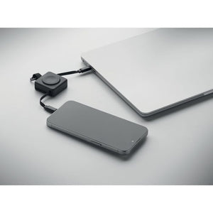 Cavo USB-C retrattile da 100 W Nero - personalizzabile con logo