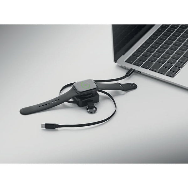 Cavo USB-C retrattile da 100 W Nero - personalizzabile con logo