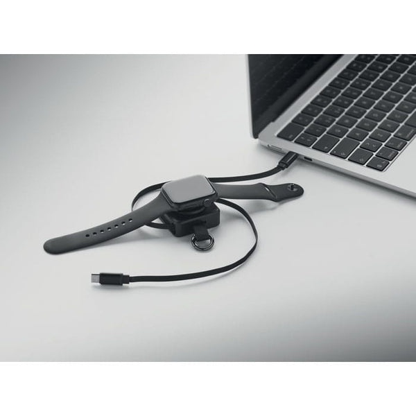 Cavo USB-C retrattile da 100 W Nero - personalizzabile con logo