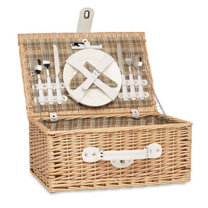 Cestino da picnic per 2 persone beige - personalizzabile con logo