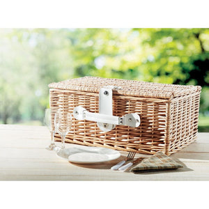 Cestino da picnic per 2 persone beige - personalizzabile con logo