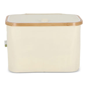 Cestino pieghevole con coperchio Sogne 38 x 26 x 25cm rPET beige - personalizzabile con logo