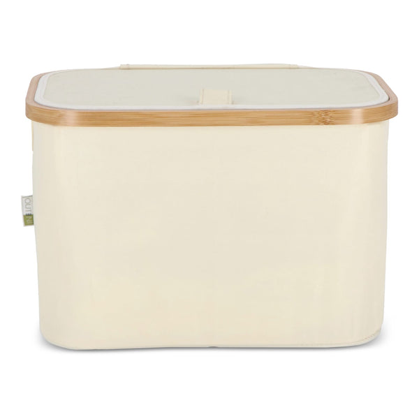 Cestino pieghevole con coperchio Sogne 38 x 26 x 25cm rPET beige - personalizzabile con logo