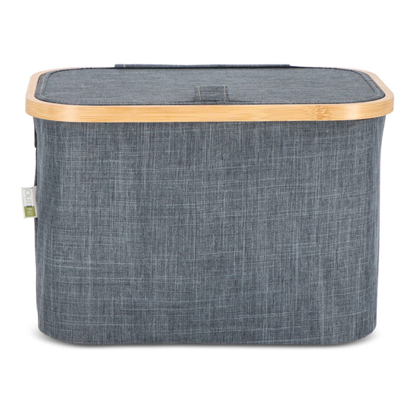 Cestino pieghevole con coperchio Sogne 38 x 26 x 25cm rPET Grigio scuro - personalizzabile con logo