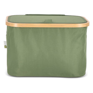 Cestino pieghevole con coperchio Sogne 38 x 26 x 25cm rPET verde calce - personalizzabile con logo