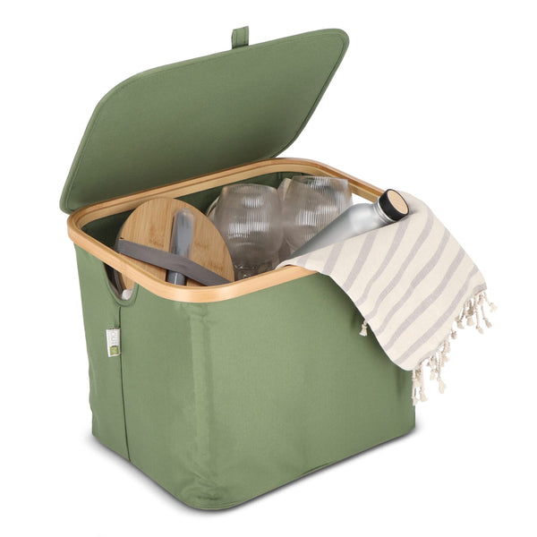 Cestino pieghevole con coperchio Sogne 40.5 x 33 x 30cm rPET - personalizzabile con logo