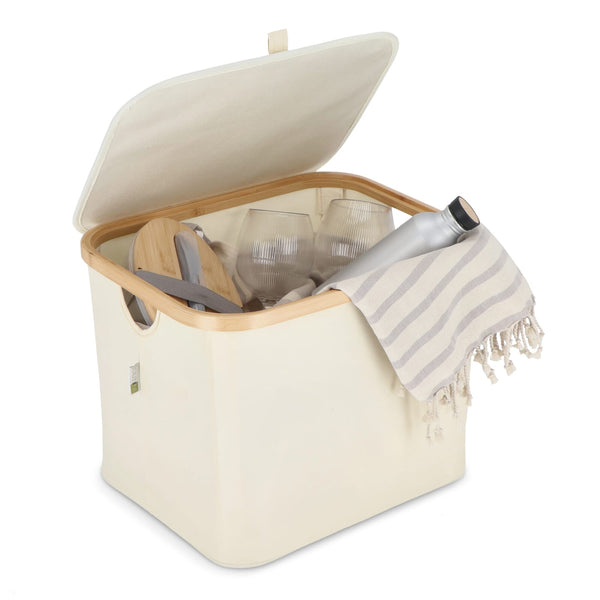 Cestino pieghevole con coperchio Sogne 40.5 x 33 x 30cm rPET - personalizzabile con logo
