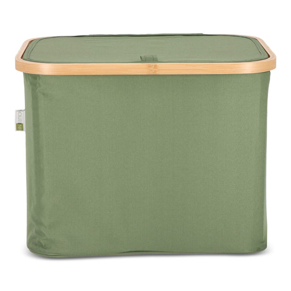 Cestino pieghevole con coperchio Sogne 40.5 x 33 x 30cm rPET verde calce - personalizzabile con logo
