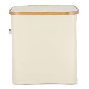 Cestino pieghevole con coperchio Sogne rPET beige - personalizzabile con logo
