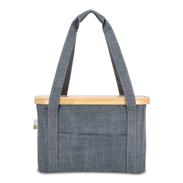 Cestino pieghevole termico con tagliere rPET Grigio scuro - personalizzabile con logo