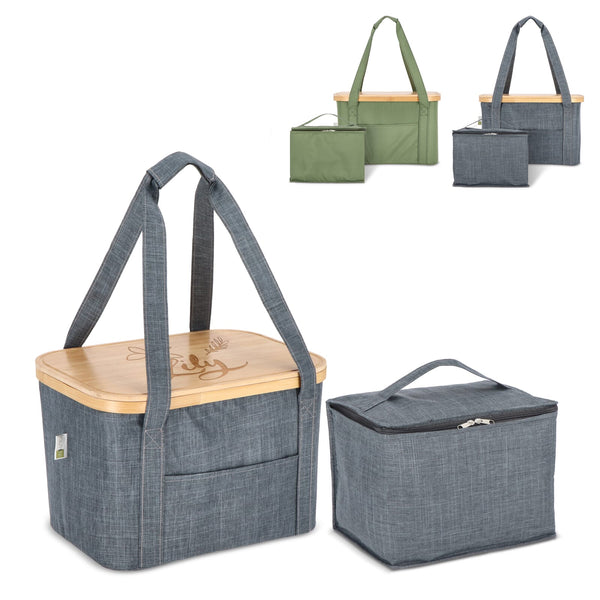 Cestino pieghevole termico con tagliere rPET - personalizzabile con logo