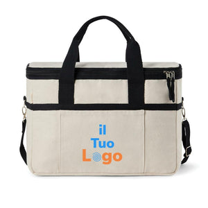 Cestino termico VINGA Volonne in tela riciclata AWARE™ verde calce, nero - personalizzabile con logo