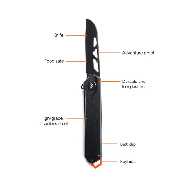 Coltellino pieghevole Nordic Drift Adventure nero - personalizzabile con logo