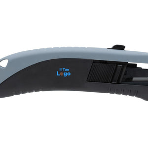 Coltello a scomparsa Auto in plastica riciclata RCS grigio - personalizzabile con logo