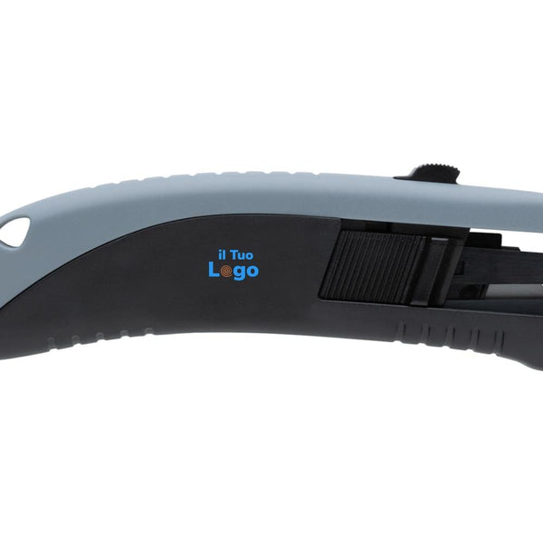Coltello a scomparsa Auto in plastica riciclata RCS grigio - personalizzabile con logo