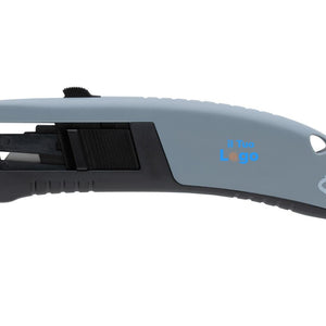 Coltello a scomparsa Auto in plastica riciclata RCS grigio - personalizzabile con logo